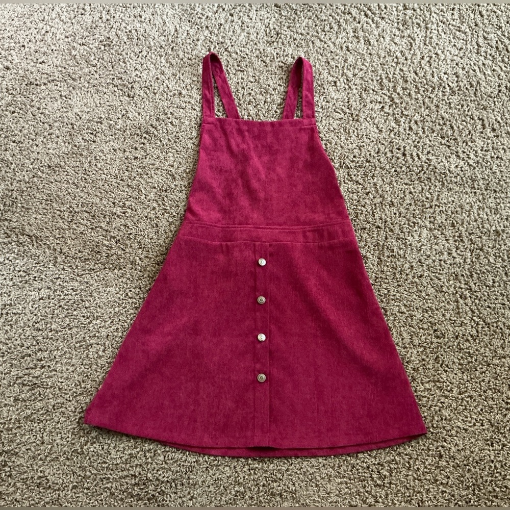 Dark Red Corduroy Jumper/Pinafore Dress, Retro ‘60’s 70’s, Women’s XL, Allegra K